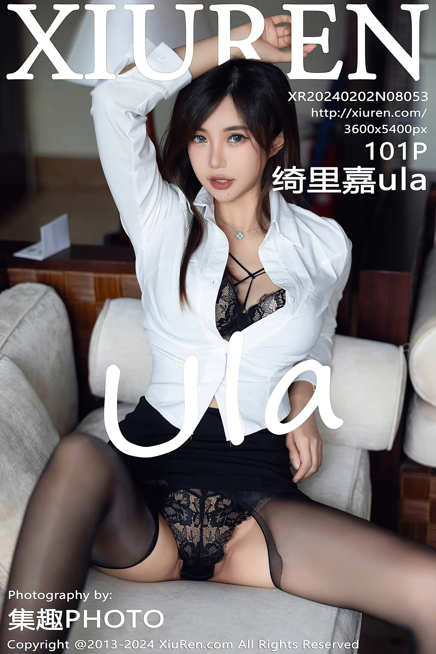 [XiuRen秀人网]VOL.8053 女神绮里嘉ula性感白T配黑短裙露蕾丝内衣秀曼妙身姿诱惑写真101P-秀人网官方网站